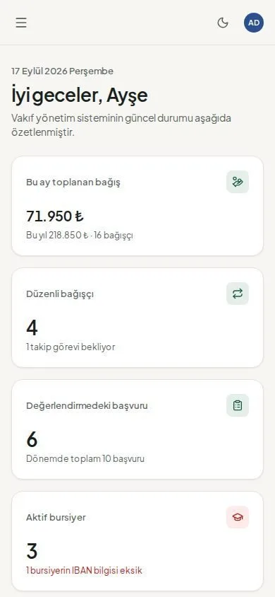 Panelin telefondaki görünümü